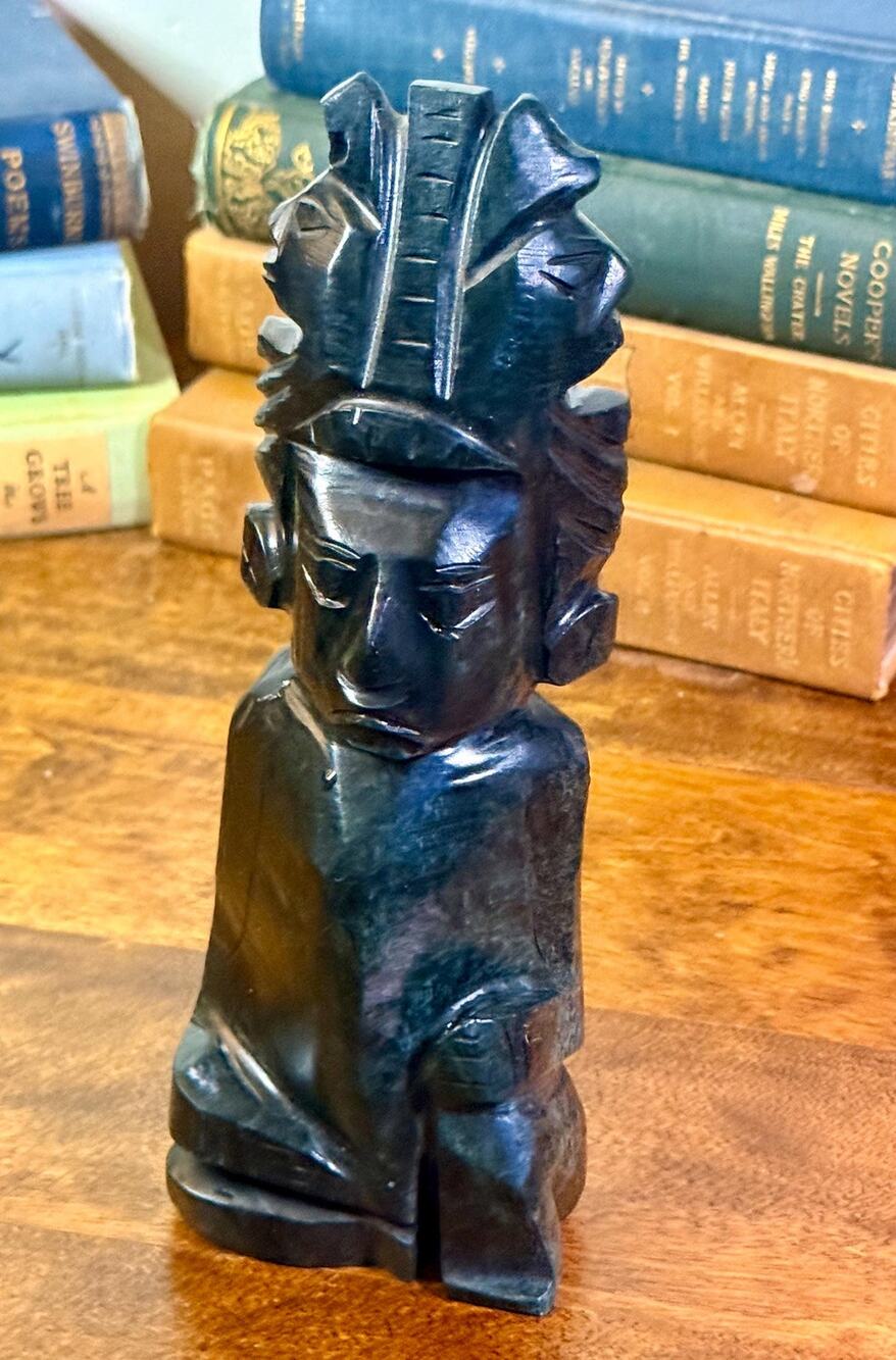 Hand Carved Stone Sculpture Figurine 8” Modern Tribal Folk Art Decor